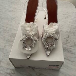 Amina Muaddi Begum Clear Crystal Sling Pumps – Size 41-
